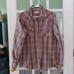 Ranson Ranch Western shirt Cowgirl pearl snaps women's size large
